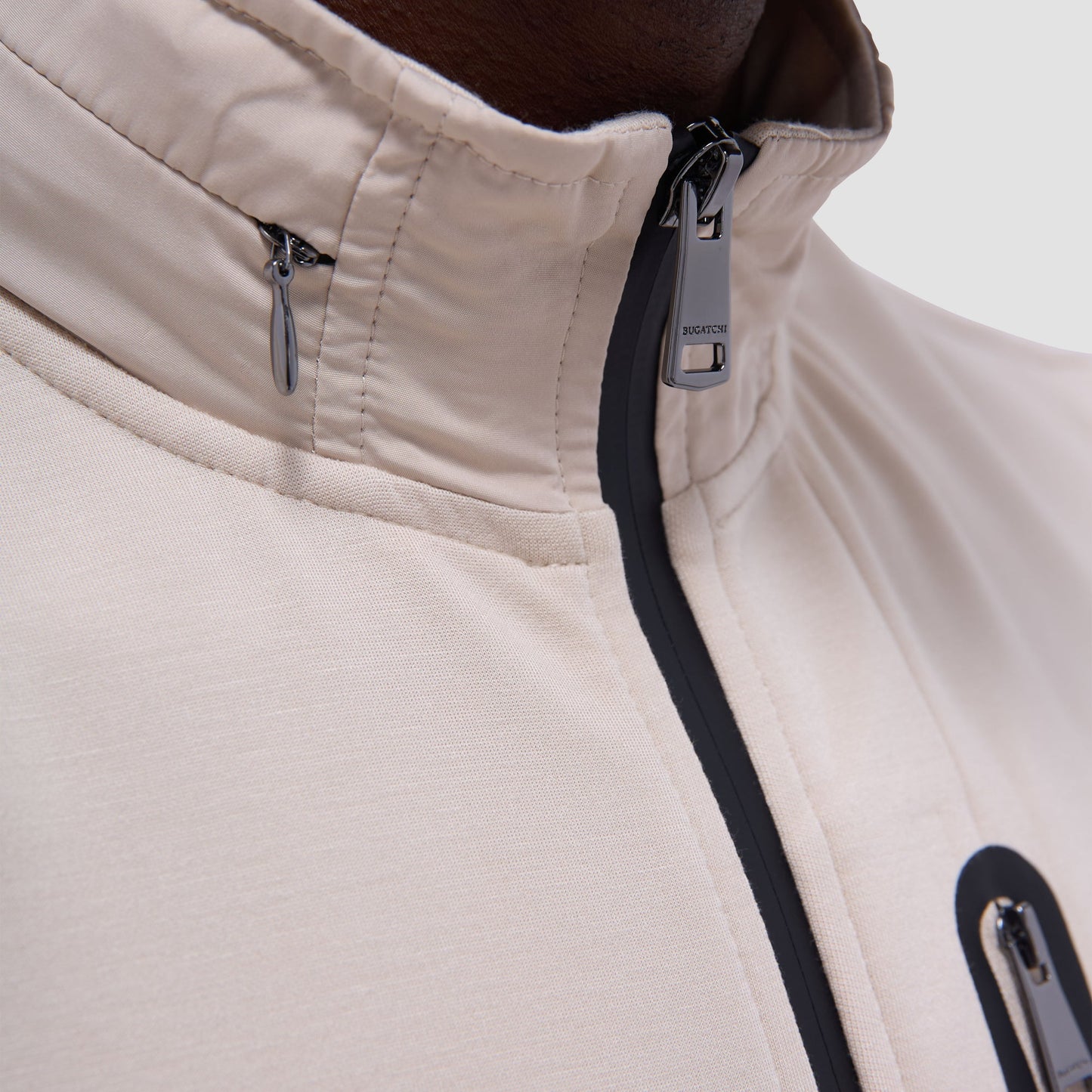 Bugatchi Soft Touch™ Solid Vest With Hood Almond