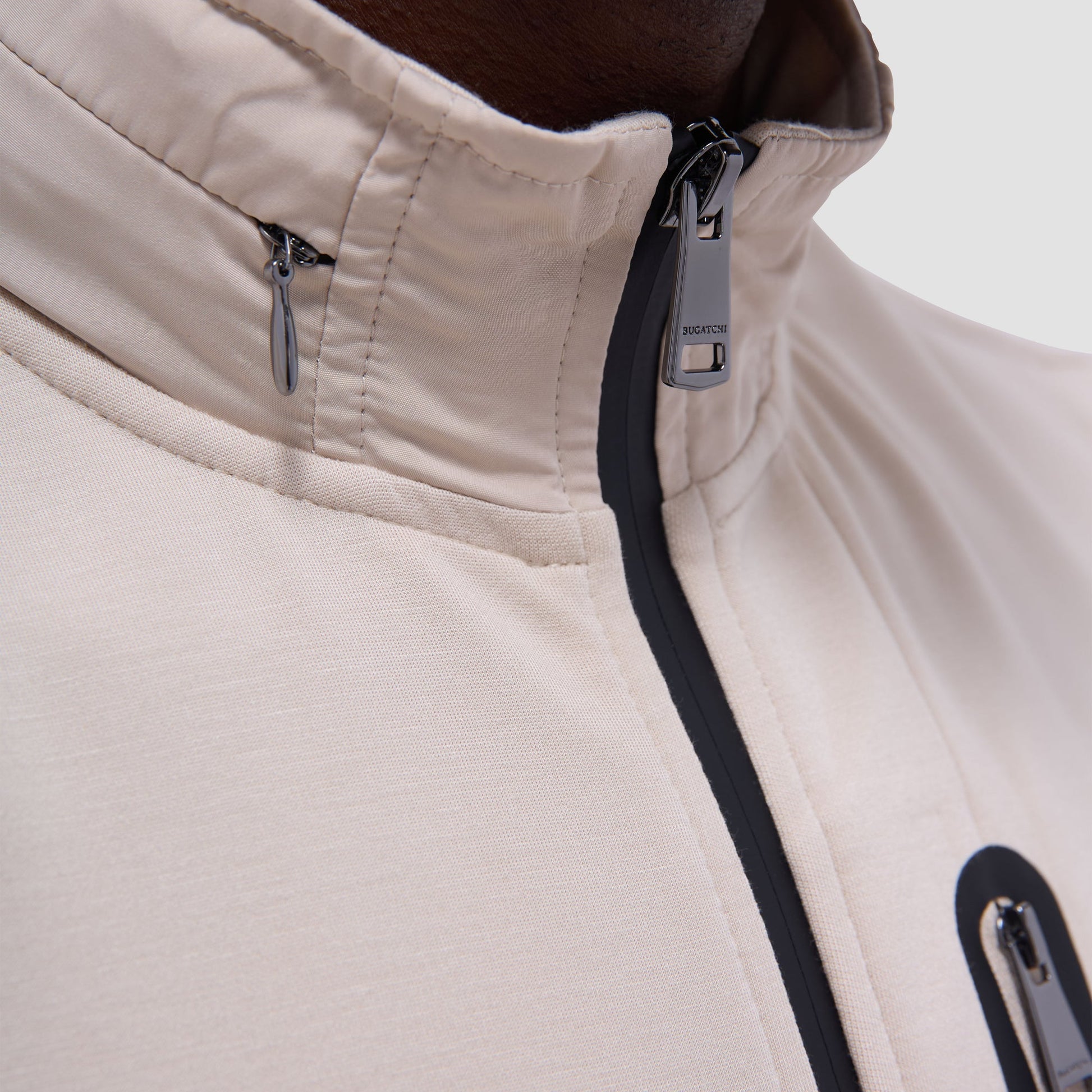 Bugatchi Soft Touch™ Solid Vest With Hood Almond