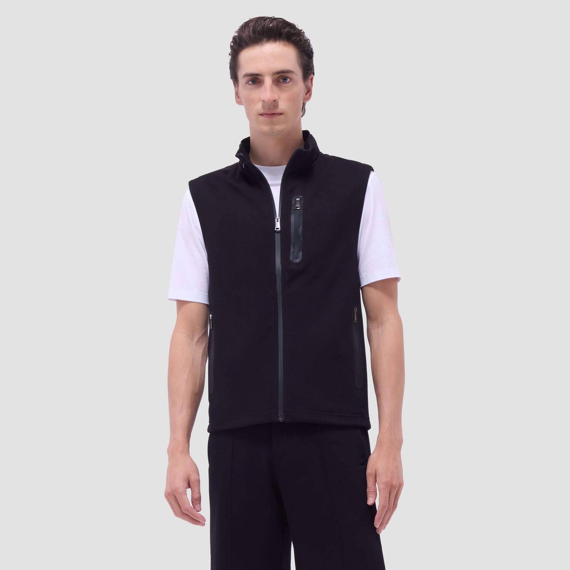 Bugatchi Soft Touch™ Solid Vest With Hood Black