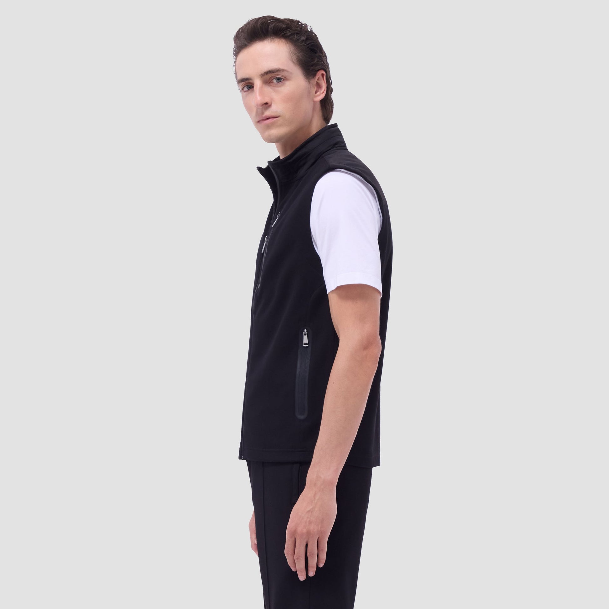 Bugatchi Soft Touch™ Solid Vest With Hood Black