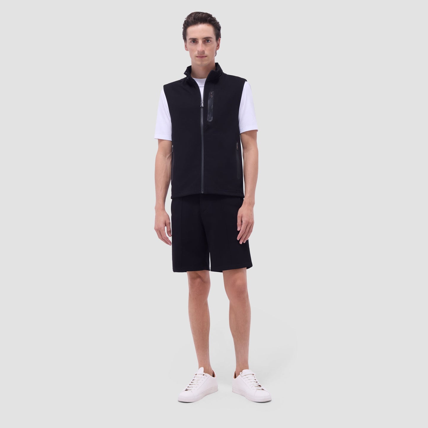 Bugatchi Soft Touch™ Solid Vest With Hood Black