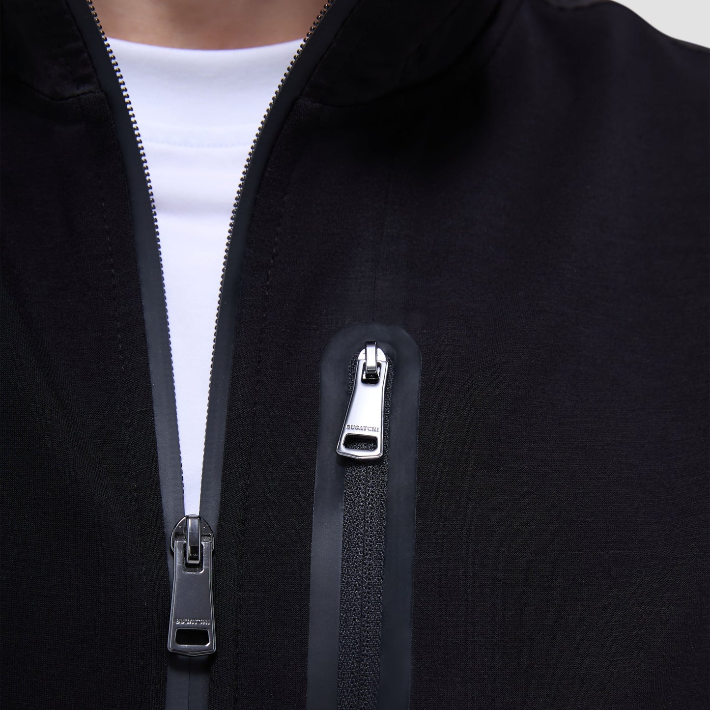 Bugatchi Soft Touch™ Solid Vest With Hood Black