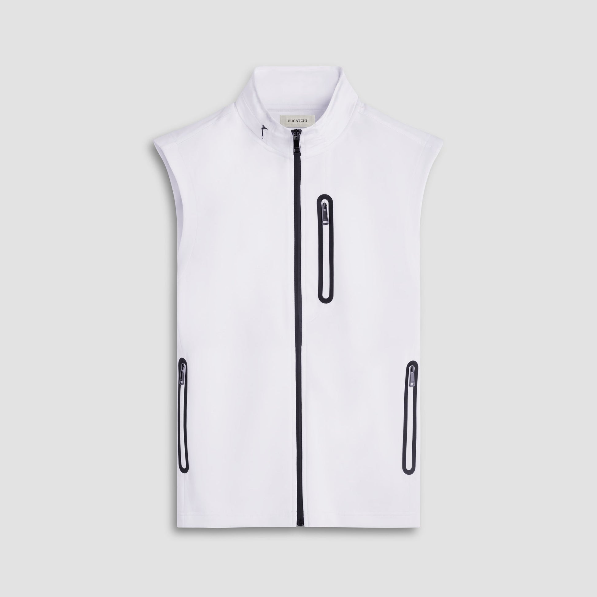Bugatchi Soft Touch™ Solid Vest With Hood Chalk