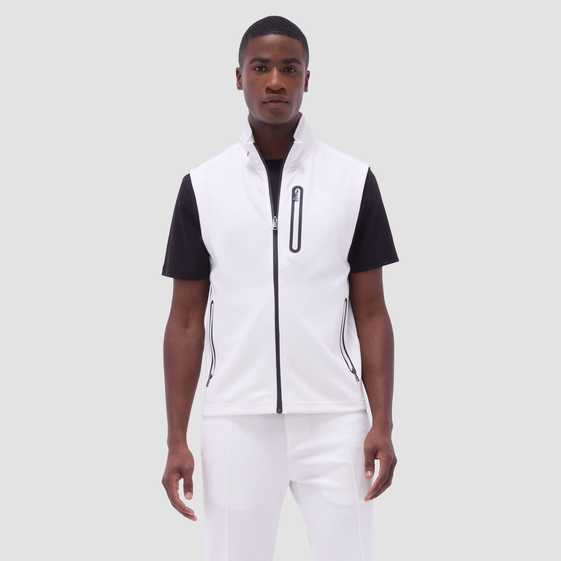 Bugatchi Soft Touch™ Solid Vest With Hood Chalk