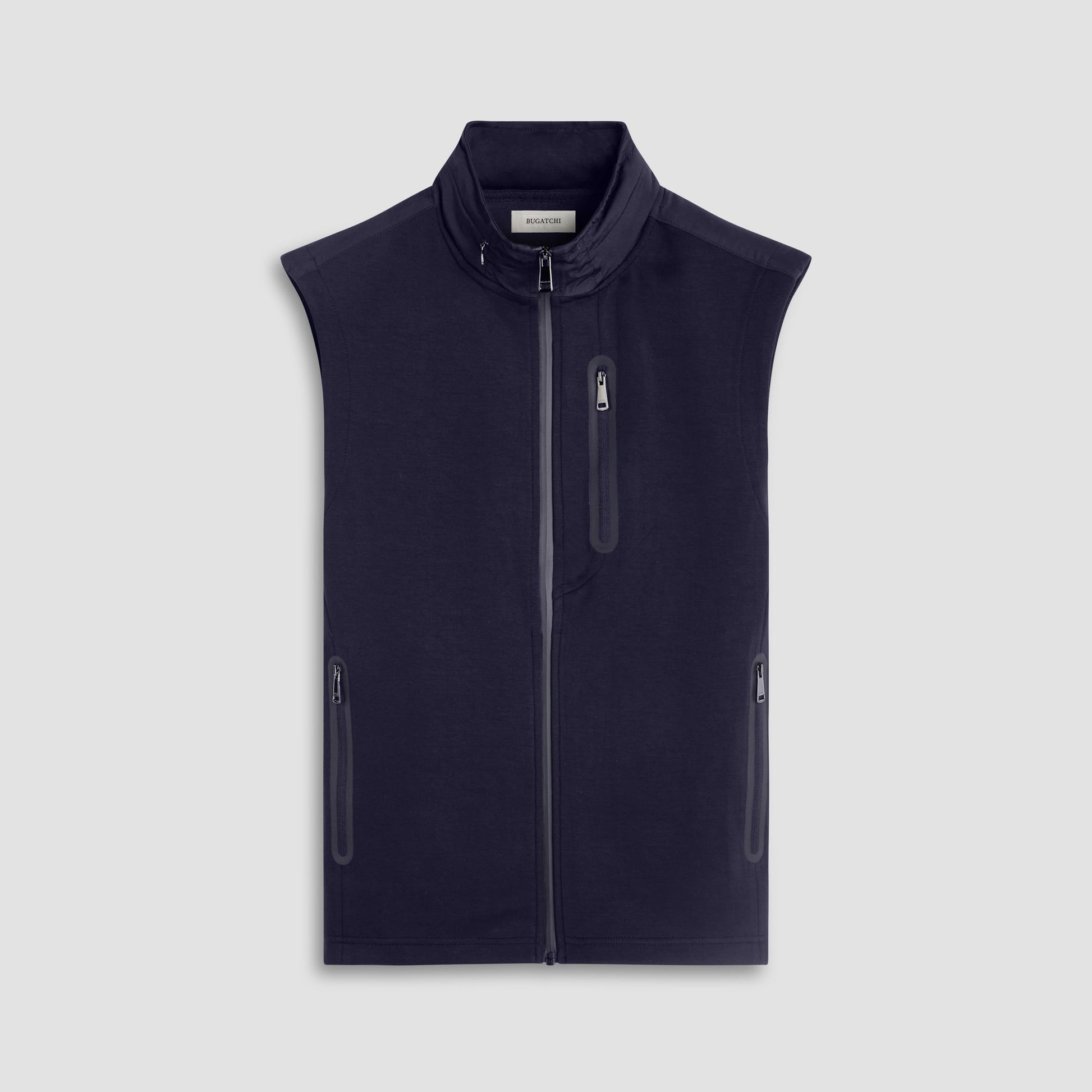 Bugatchi Soft Touch™ Solid Vest With Hood Navy