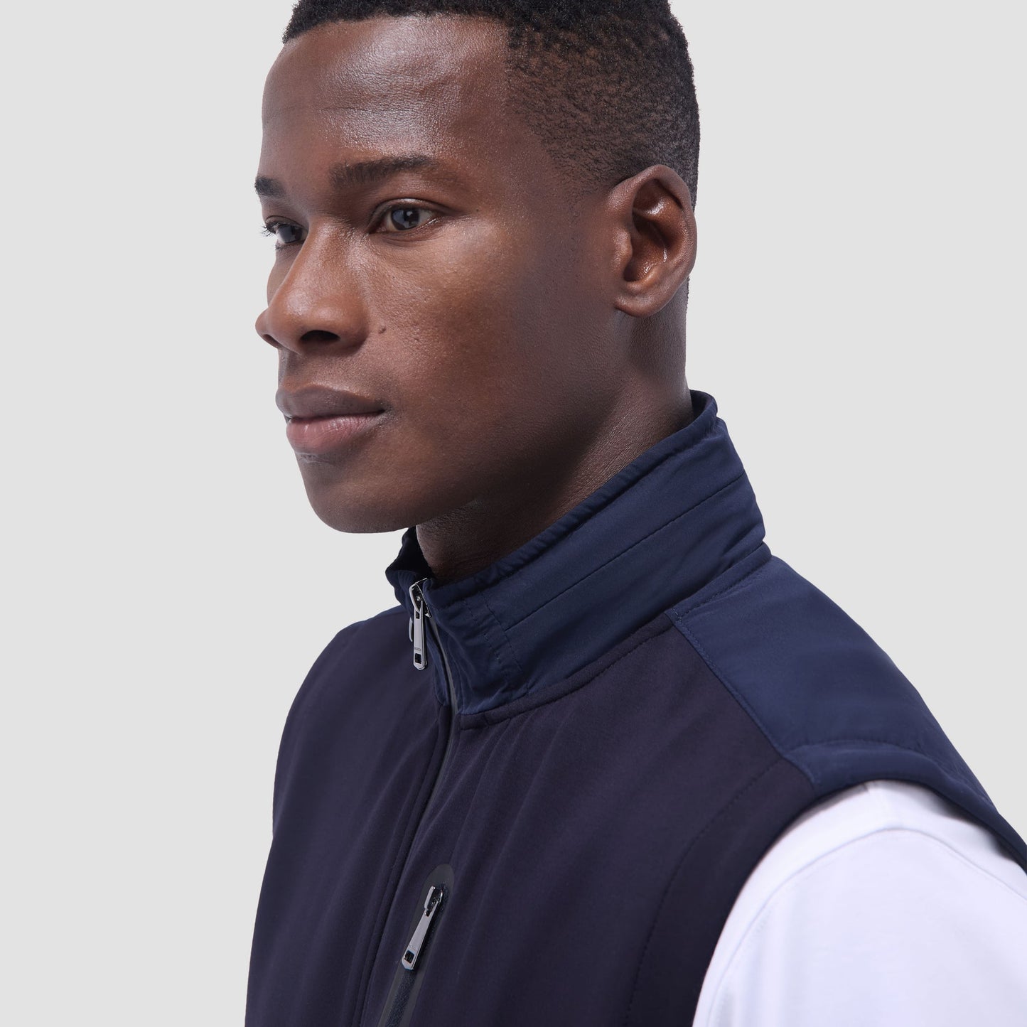 Bugatchi Soft Touch™ Solid Vest With Hood Navy