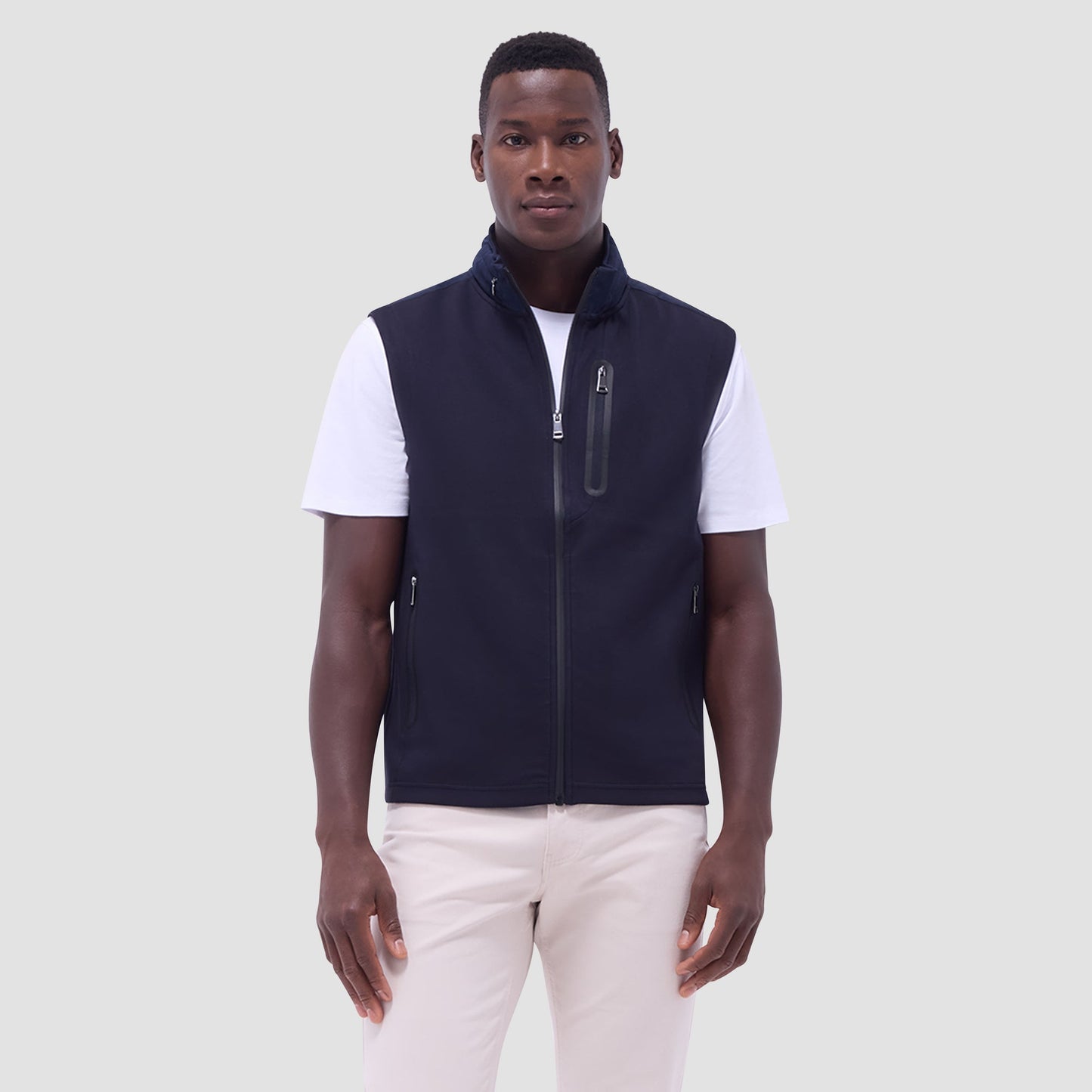 Bugatchi Soft Touch™ Solid Vest With Hood Navy