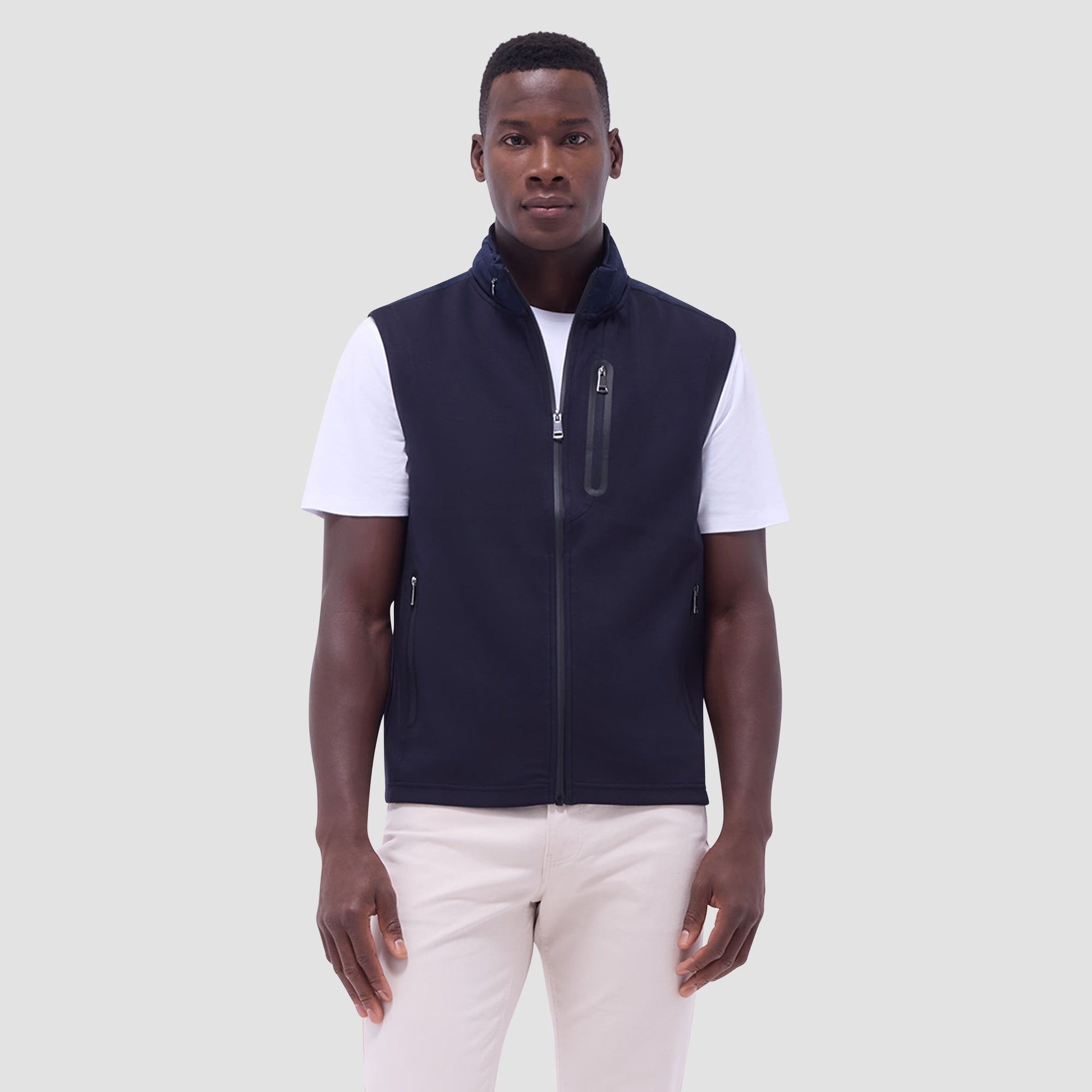 Bugatchi Soft Touch™ Solid Vest With Hood Navy