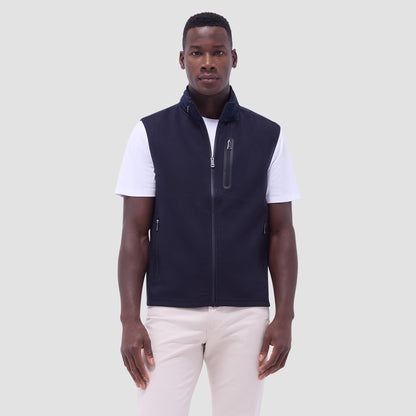 Bugatchi Soft Touch™ Solid Vest With Hood Navy