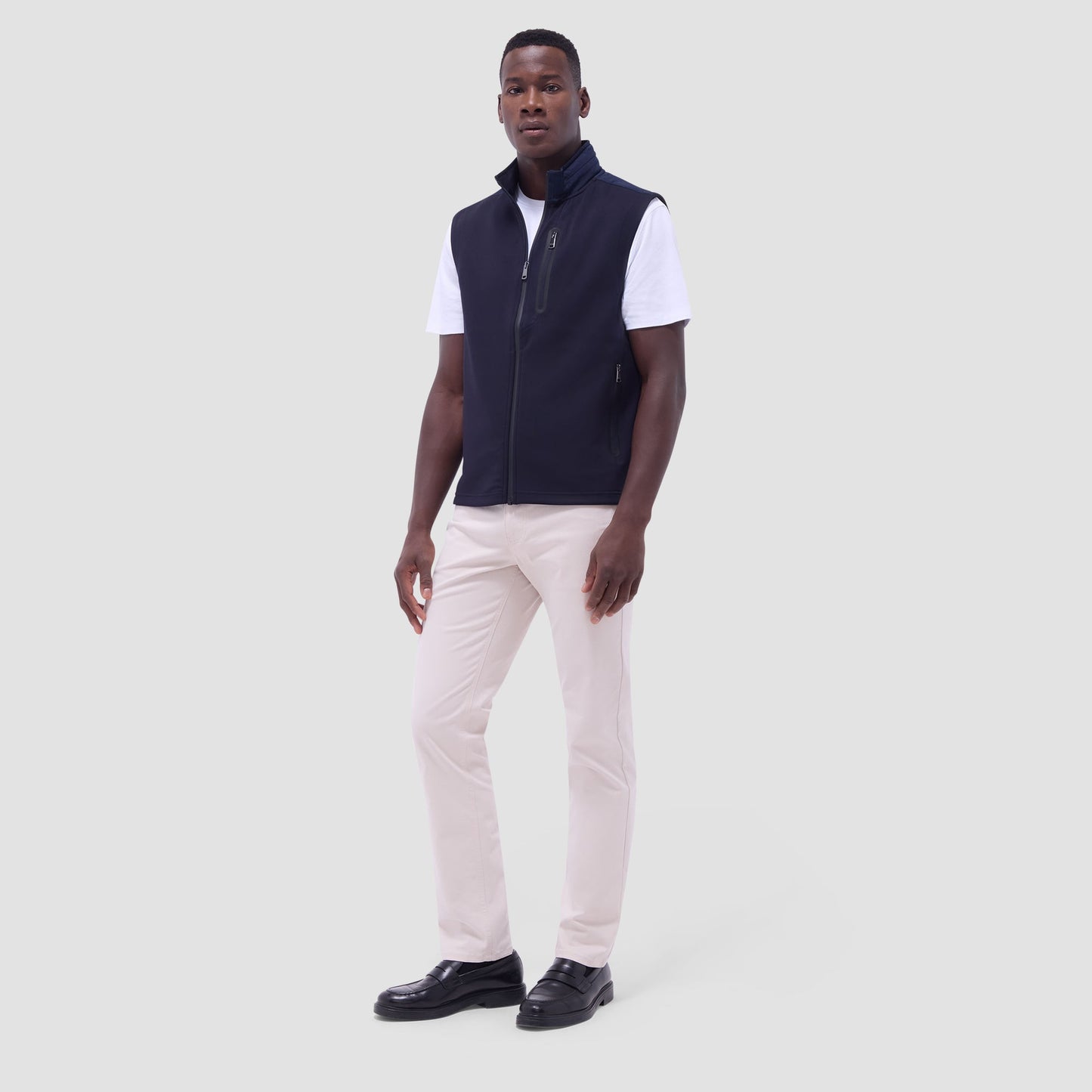 Bugatchi Soft Touch™ Solid Vest With Hood Navy