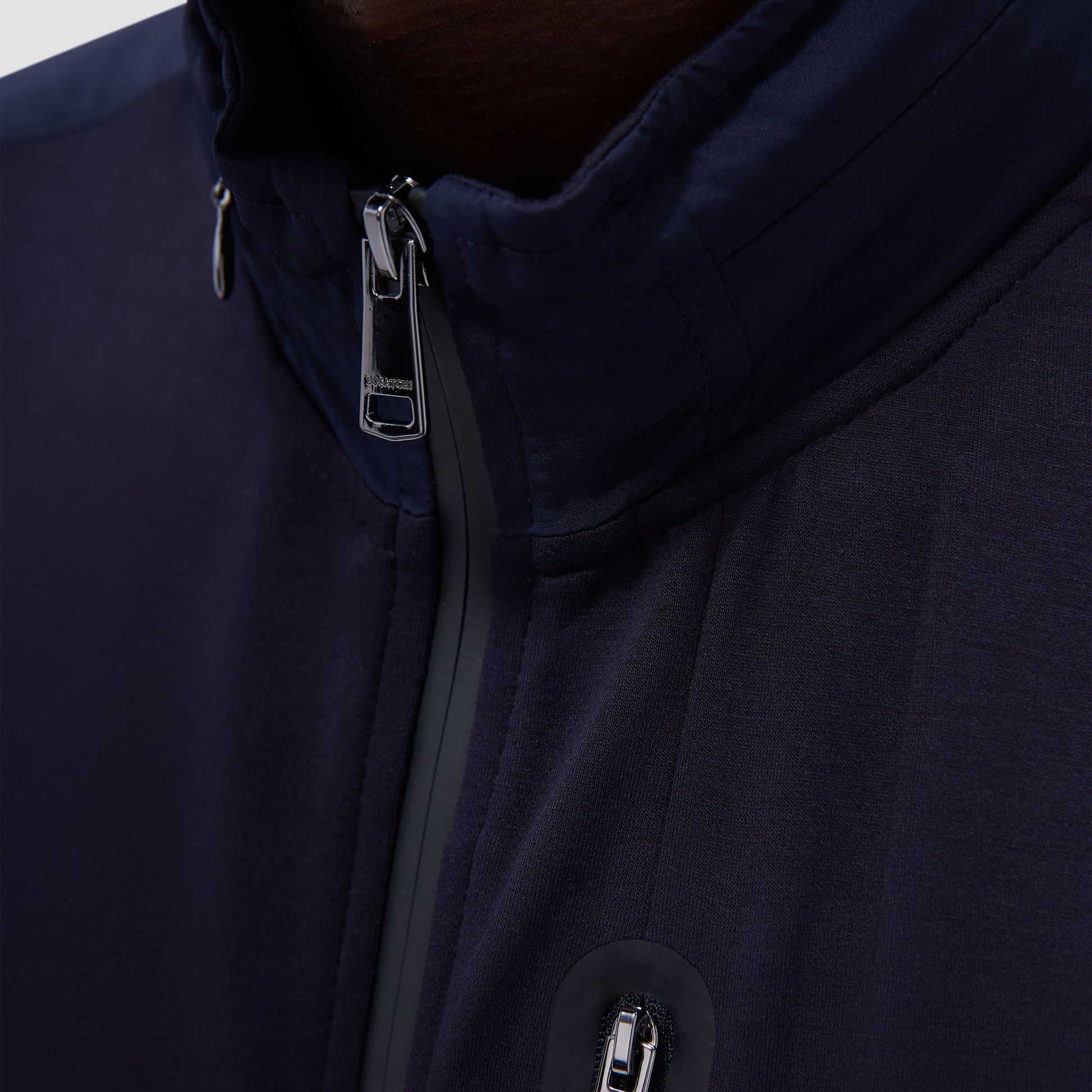Bugatchi Soft Touch™ Solid Vest With Hood Navy