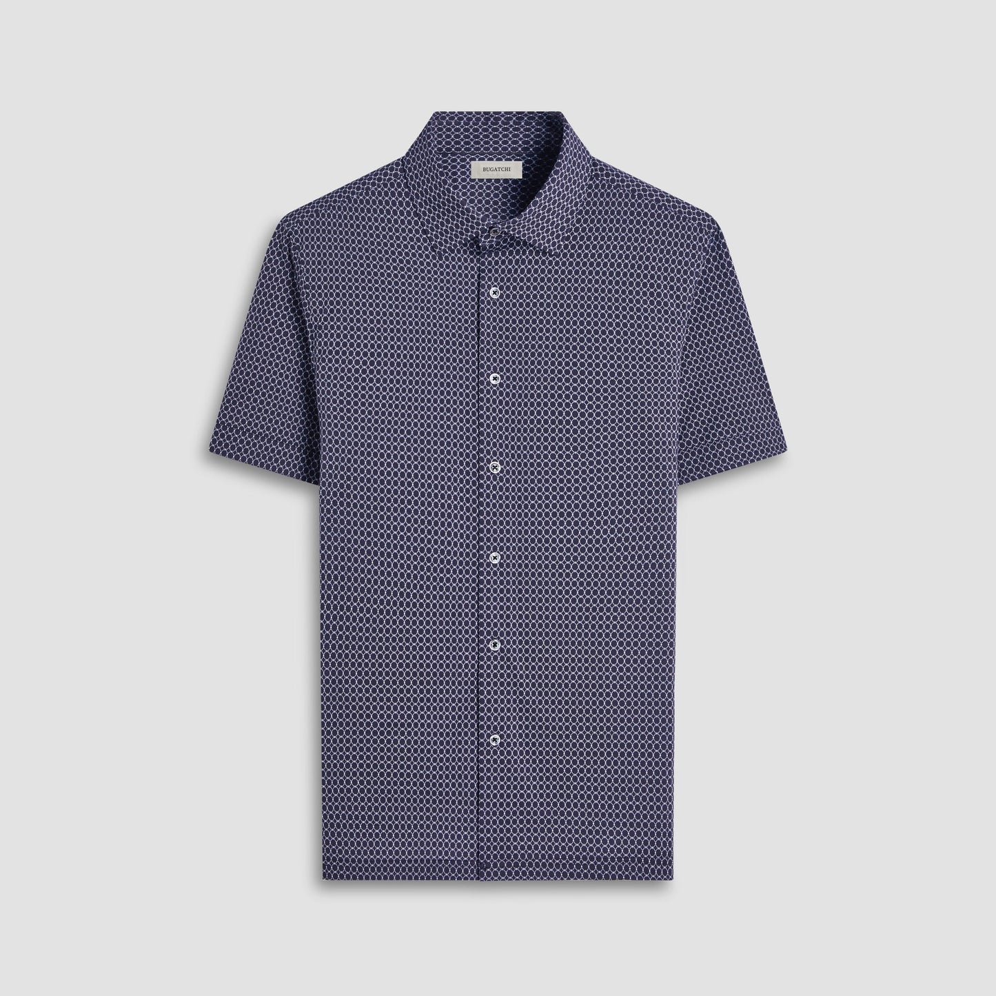 Bugatchi Milo Geometric Hexagon OoohCotton® Short-Sleeve Shirt Black