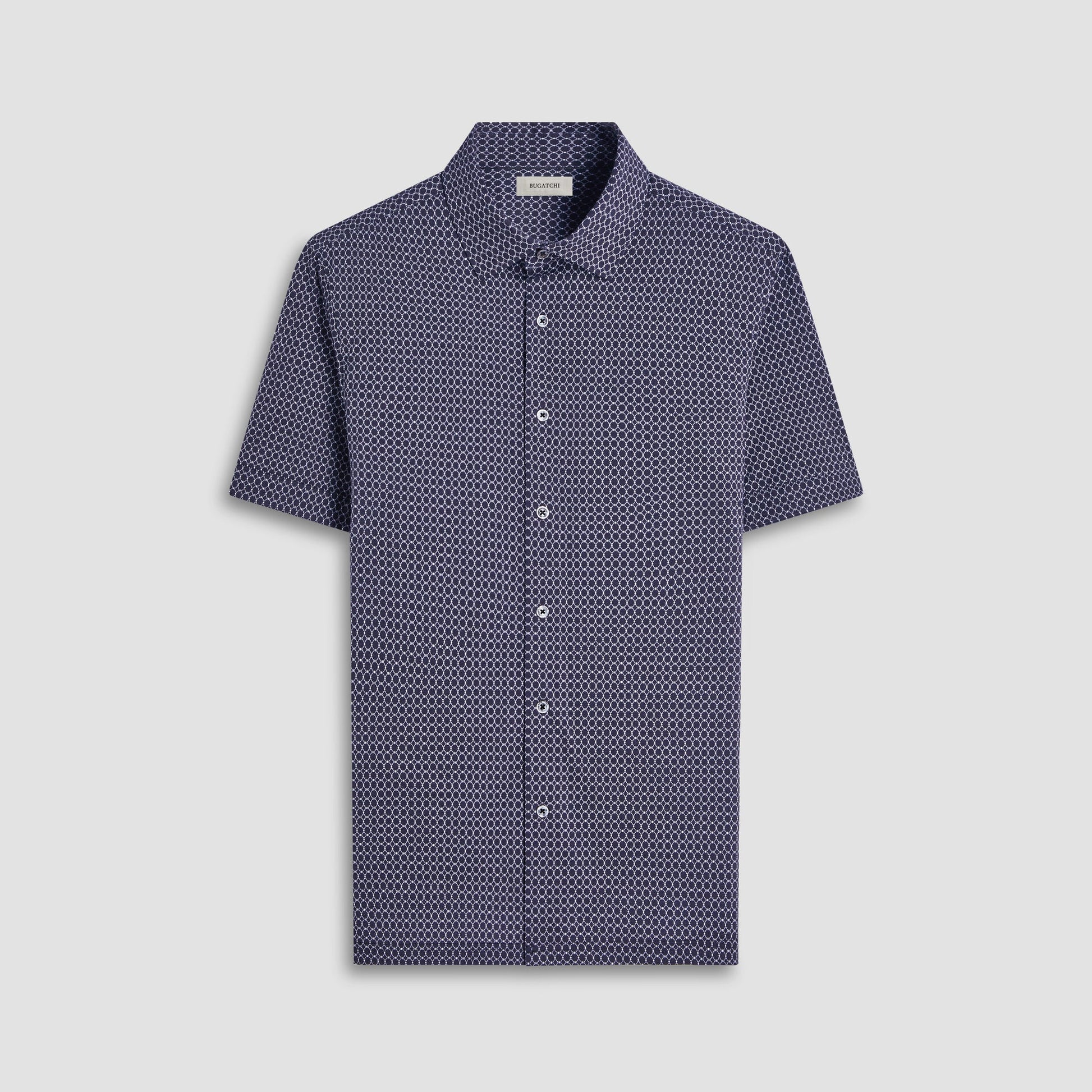Bugatchi Milo Geometric Hexagon OoohCotton® Short-Sleeve Shirt Black