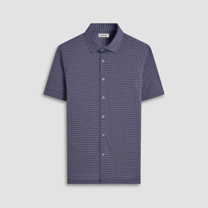 Bugatchi Milo Geometric Hexagon OoohCotton® Short-Sleeve Shirt Black