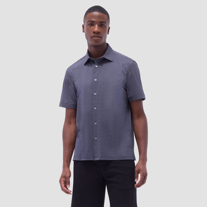 Bugatchi Milo Geometric Hexagon OoohCotton® Short-Sleeve Shirt Black