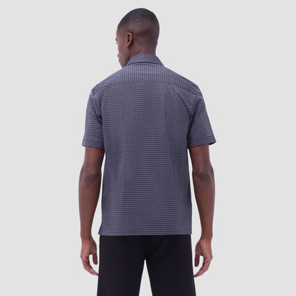 Bugatchi Milo Geometric Hexagon OoohCotton® Short-Sleeve Shirt Black