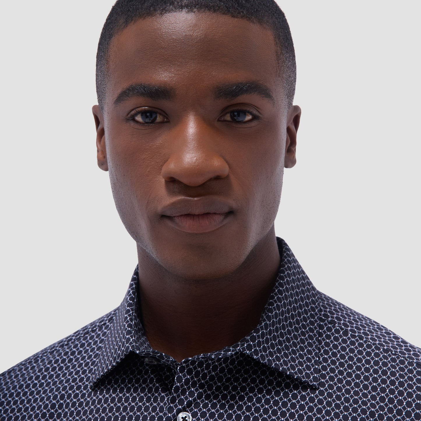 Bugatchi Milo Geometric Hexagon OoohCotton® Short-Sleeve Shirt Black