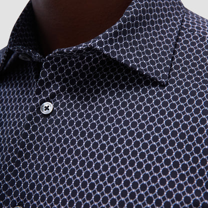 Bugatchi Milo Geometric Hexagon OoohCotton® Short-Sleeve Shirt Black