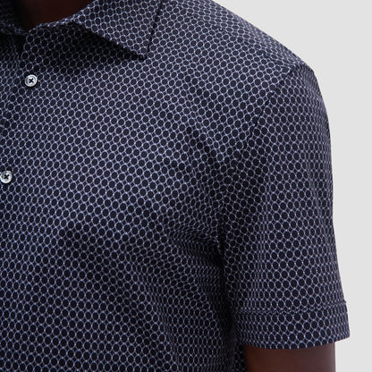 Bugatchi Milo Geometric Hexagon OoohCotton® Short-Sleeve Shirt Black