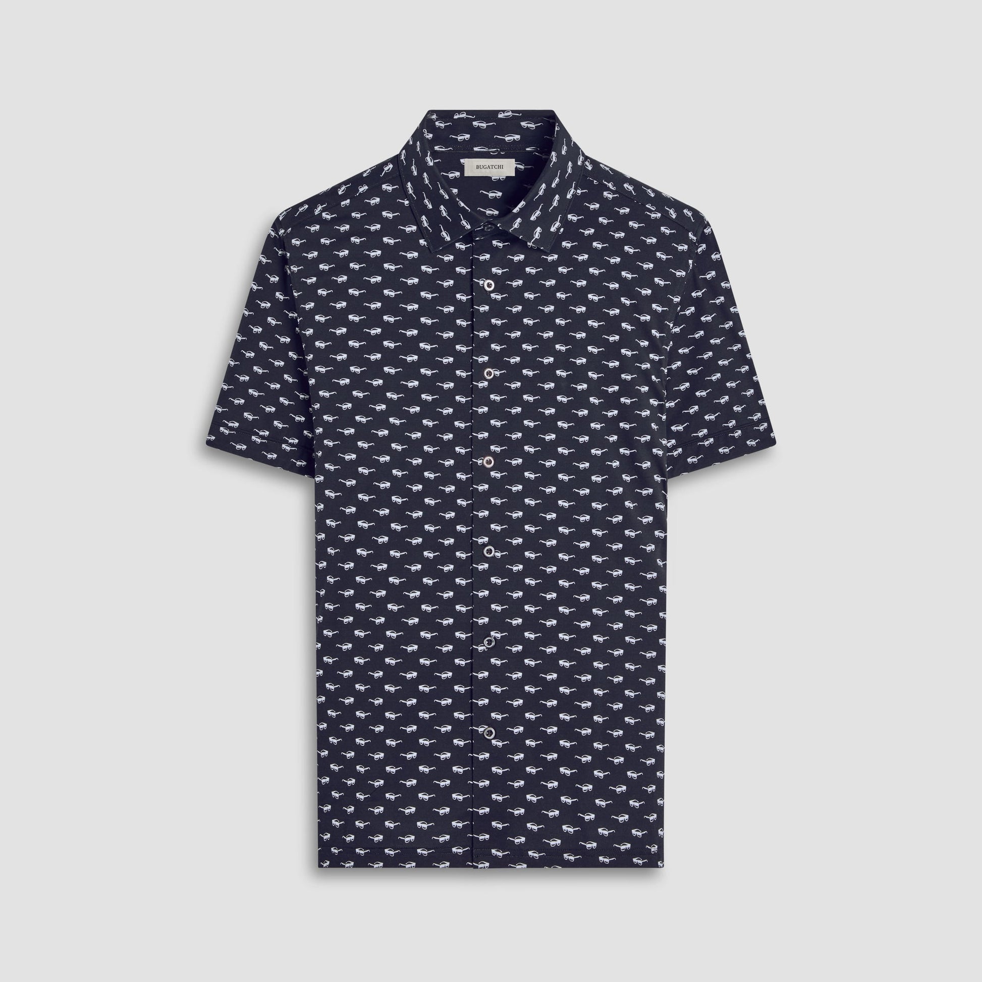 Bugatchi Milo Sunglasses OoohCotton® Short-Sleeve Shirt Black