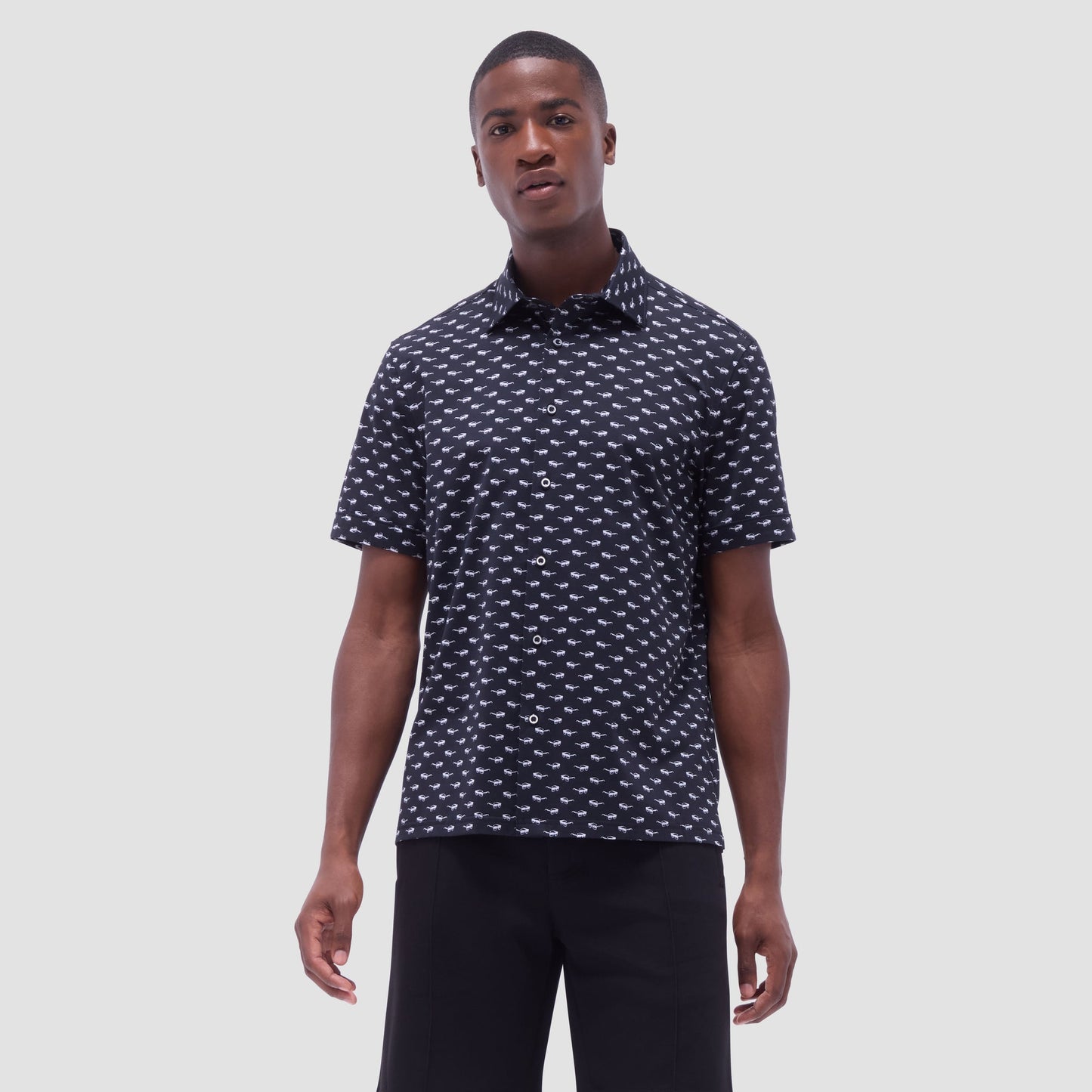 Bugatchi Milo Sunglasses OoohCotton® Short-Sleeve Shirt Black