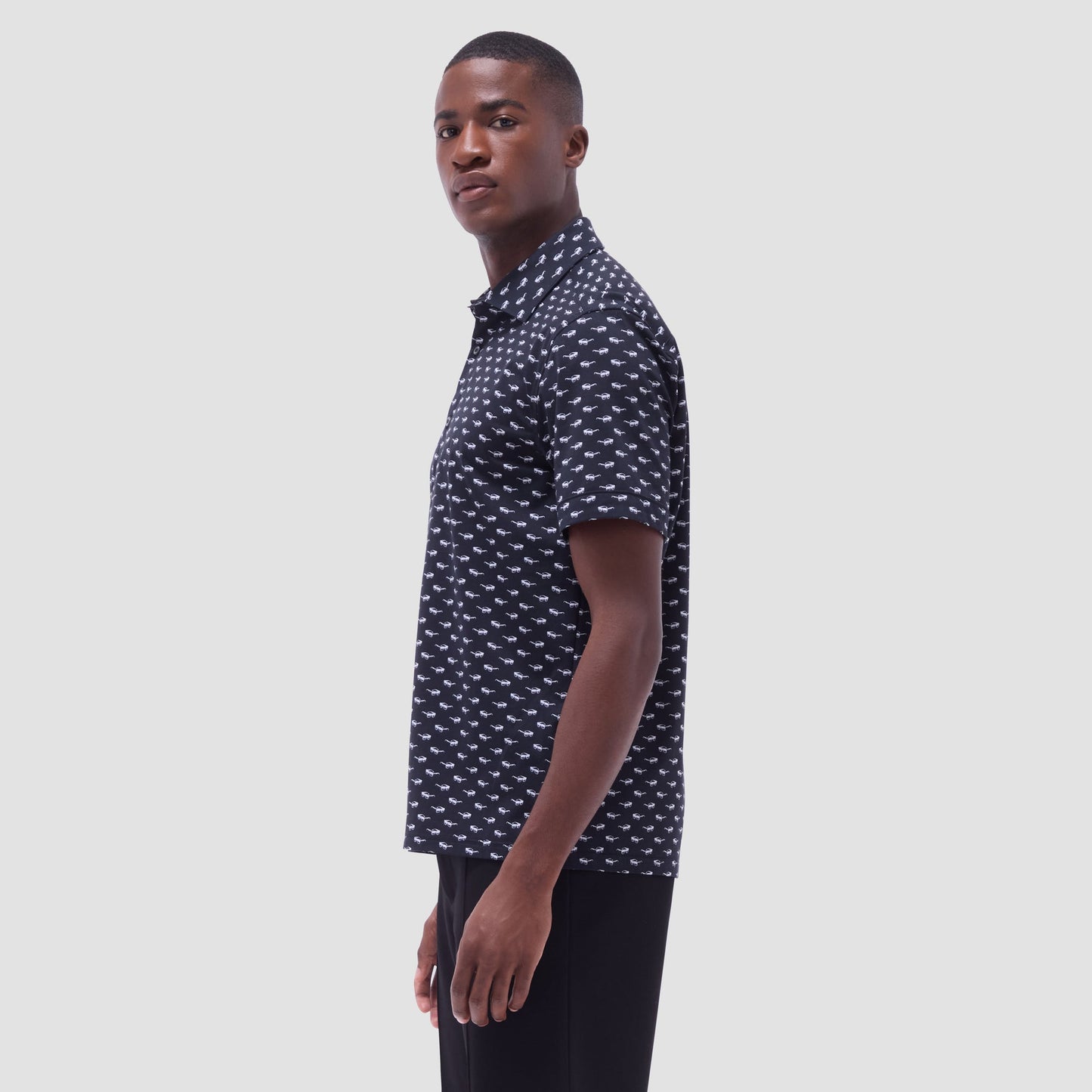 Bugatchi Milo Sunglasses OoohCotton® Short-Sleeve Shirt Black
