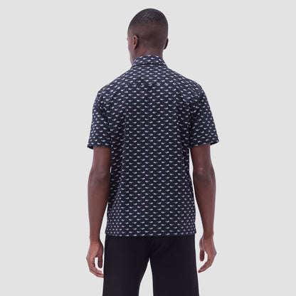 Bugatchi Milo Sunglasses OoohCotton® Short-Sleeve Shirt Black