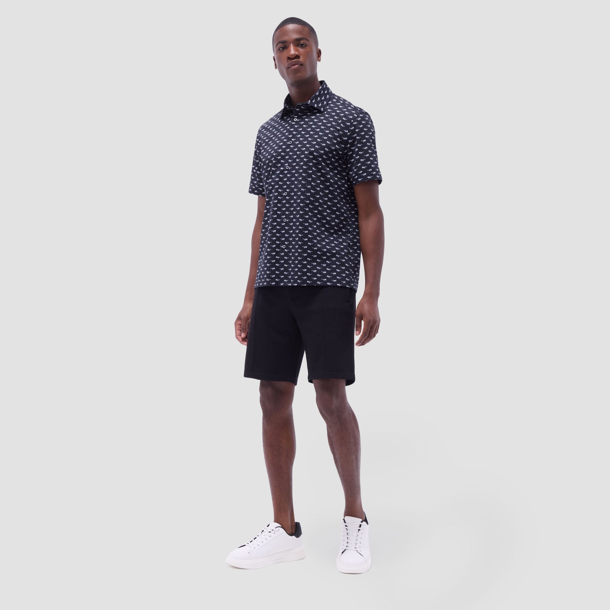 Bugatchi Milo Sunglasses OoohCotton® Short-Sleeve Shirt Black