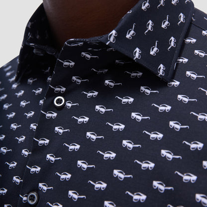 Bugatchi Milo Sunglasses OoohCotton® Short-Sleeve Shirt Black