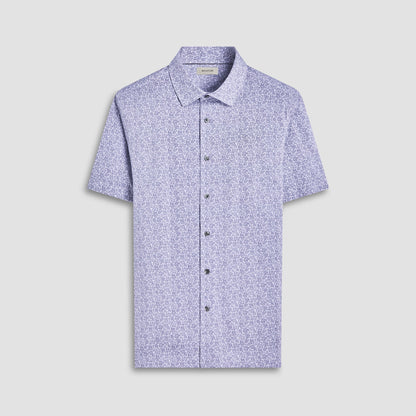 Bugatchi Milo Paisley OoohCotton® Short-Sleeve Shirt Platinum