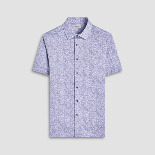 Bugatchi Milo Paisley OoohCotton® Short-Sleeve Shirt Platinum
