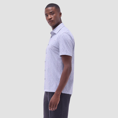 Bugatchi Milo Paisley OoohCotton® Short-Sleeve Shirt Platinum