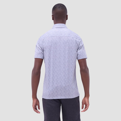Bugatchi Milo Paisley OoohCotton® Short-Sleeve Shirt Platinum