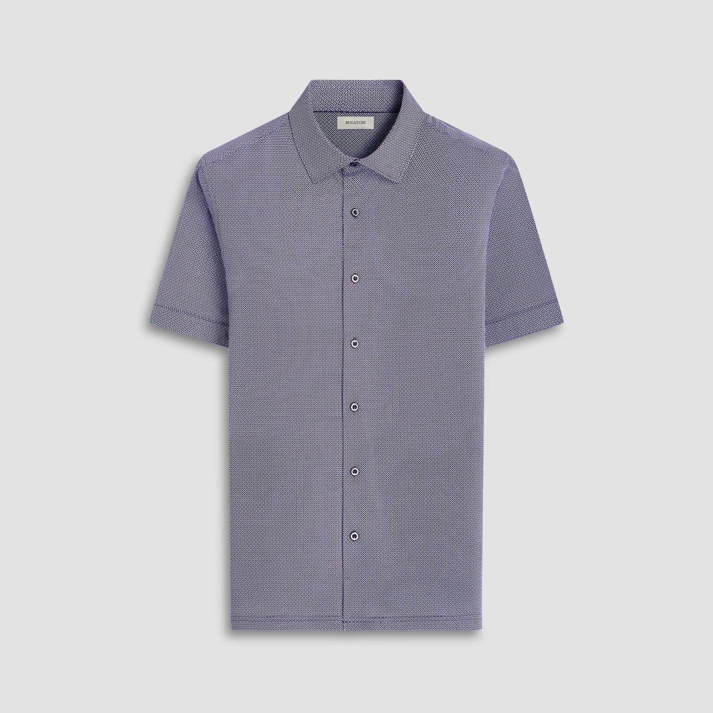 Bugatchi Milo Geometric OoohCotton® Short-Sleeve Shirt Black
