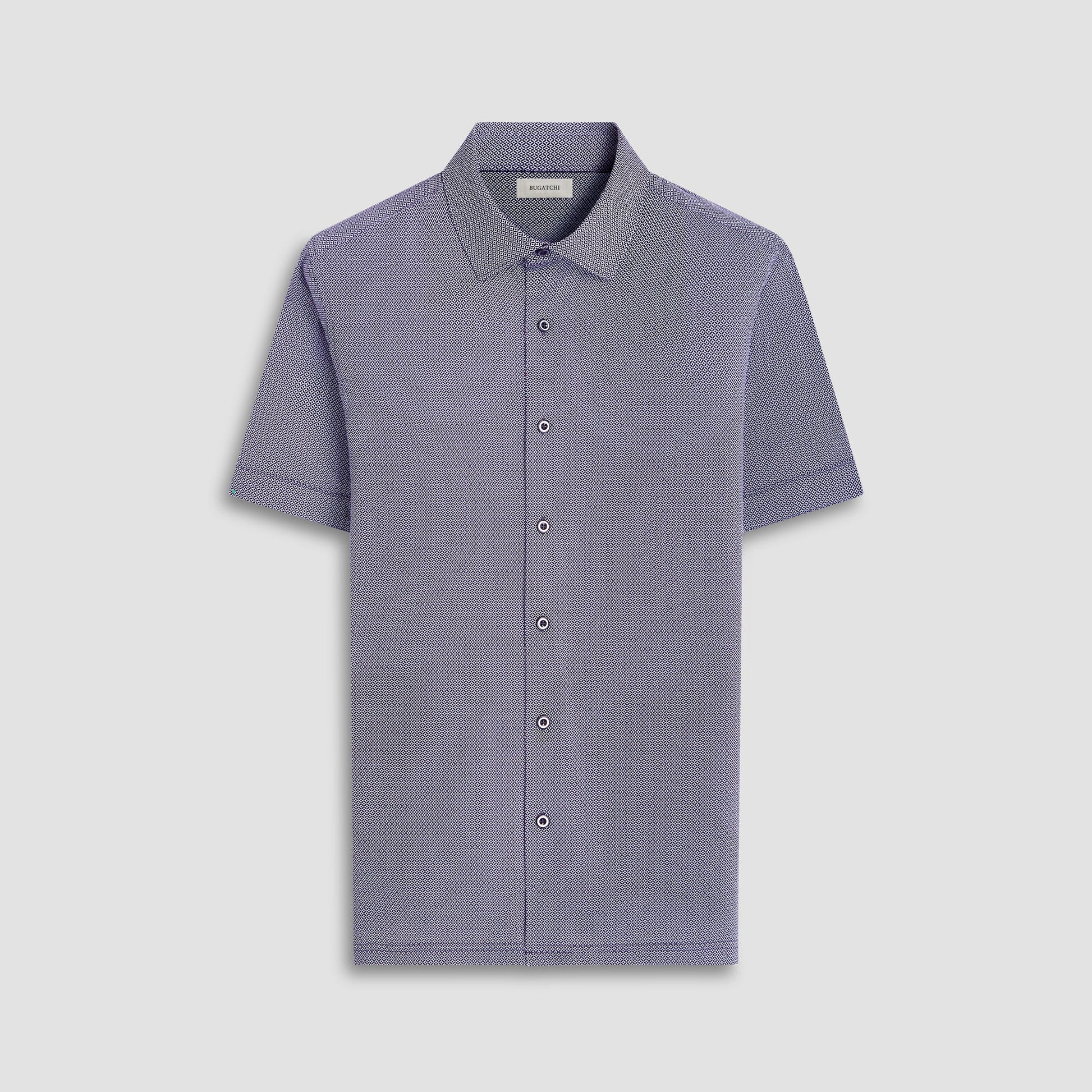 Bugatchi Milo Geometric OoohCotton® Short-Sleeve Shirt Black