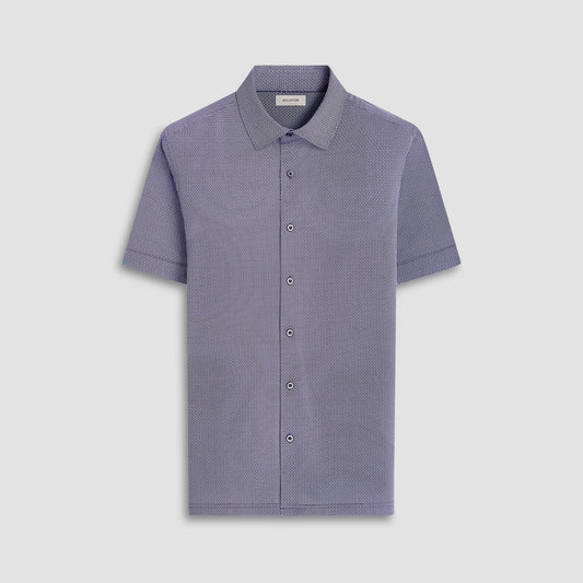 Bugatchi Milo Geometric OoohCotton® Short-Sleeve Shirt Black