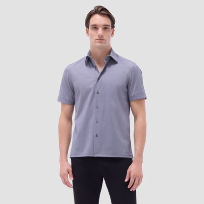 Bugatchi Milo Geometric OoohCotton® Short-Sleeve Shirt Black