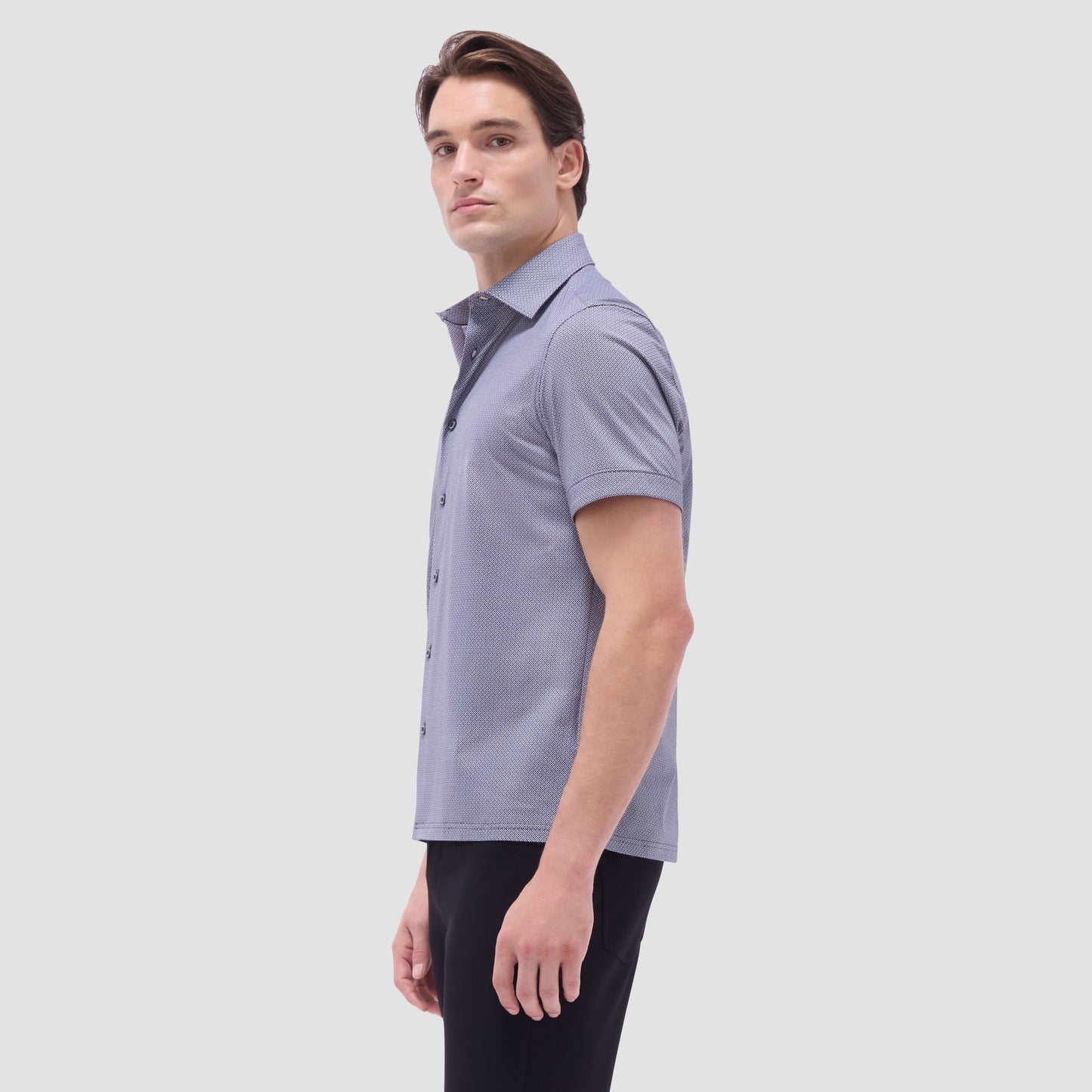Bugatchi Milo Geometric OoohCotton® Short-Sleeve Shirt Black