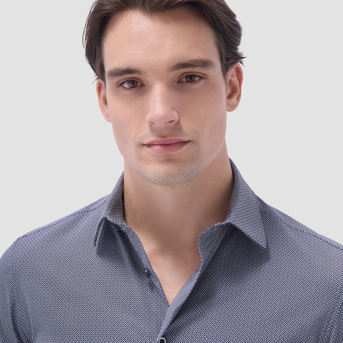 Bugatchi Milo Geometric OoohCotton® Short-Sleeve Shirt Black