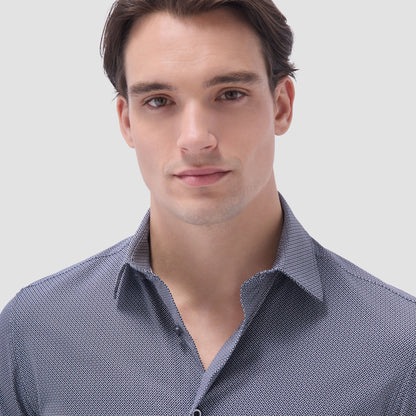 Bugatchi Milo Geometric OoohCotton® Short-Sleeve Shirt Black