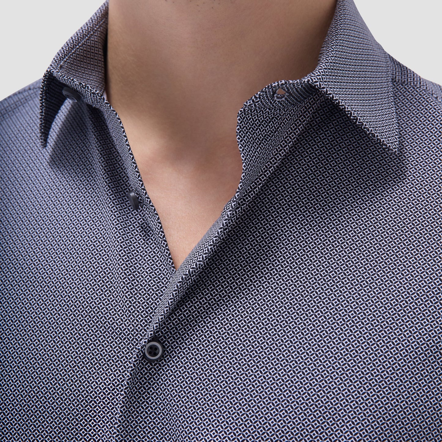 Bugatchi Milo Geometric OoohCotton® Short-Sleeve Shirt Black