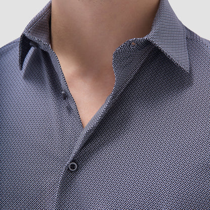 Bugatchi Milo Geometric OoohCotton® Short-Sleeve Shirt Black