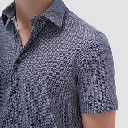 Bugatchi Milo Geometric OoohCotton® Short-Sleeve Shirt Black