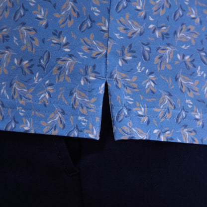 Bugatchi Milo Leaf Print OoohCotton® Short-Sleeve Shirt Air Blue