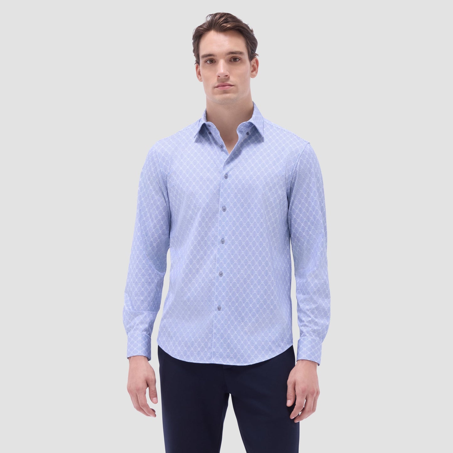 Bugatchi Jules Diamond Check OoohCotton® Shirt Cobalt