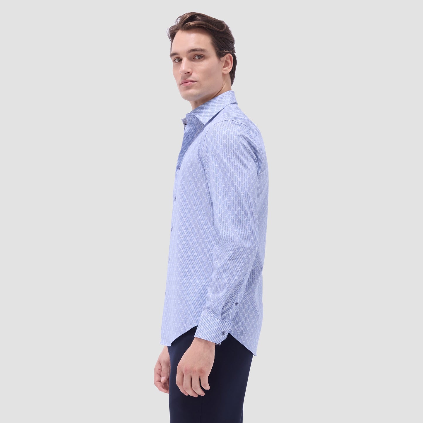 Bugatchi Jules Diamond Check OoohCotton® Shirt Cobalt