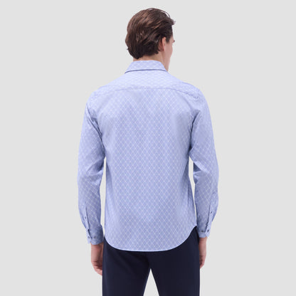Bugatchi Jules Diamond Check OoohCotton® Shirt Cobalt
