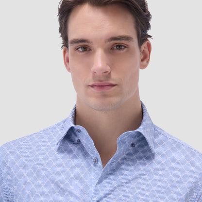 Bugatchi Jules Diamond Check OoohCotton® Shirt Cobalt
