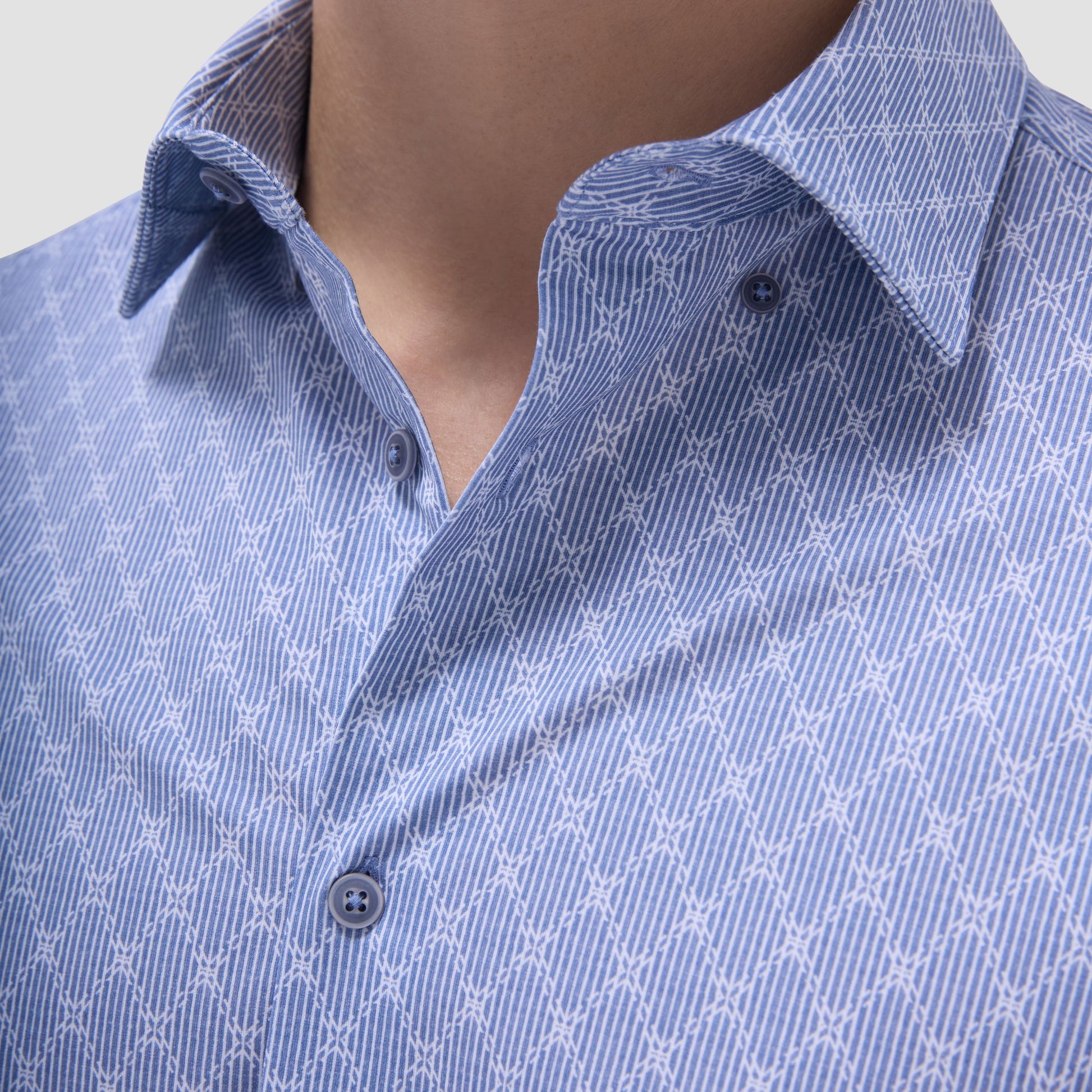 Bugatchi Jules Diamond Check OoohCotton® Shirt Cobalt