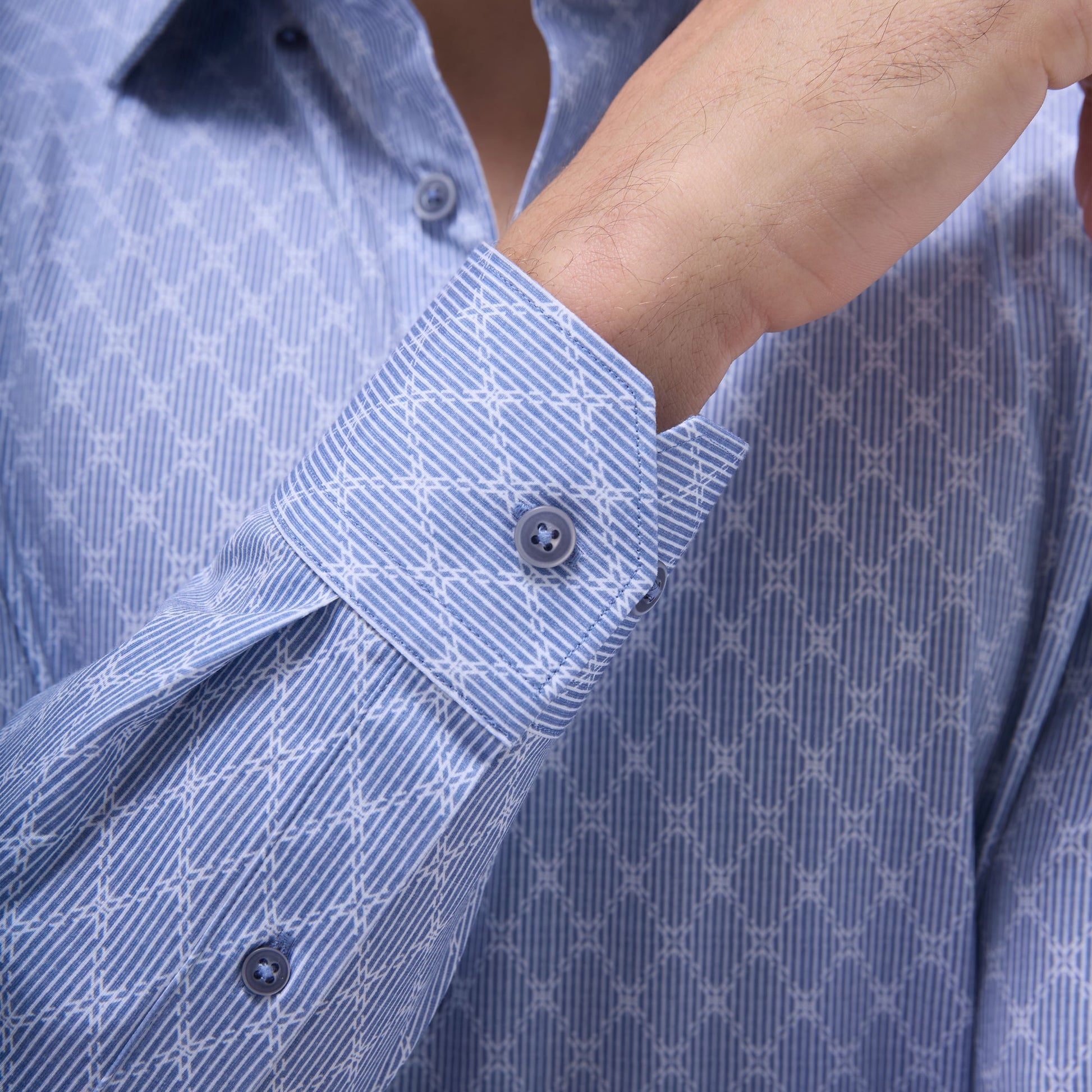 Bugatchi Jules Diamond Check OoohCotton® Shirt Cobalt